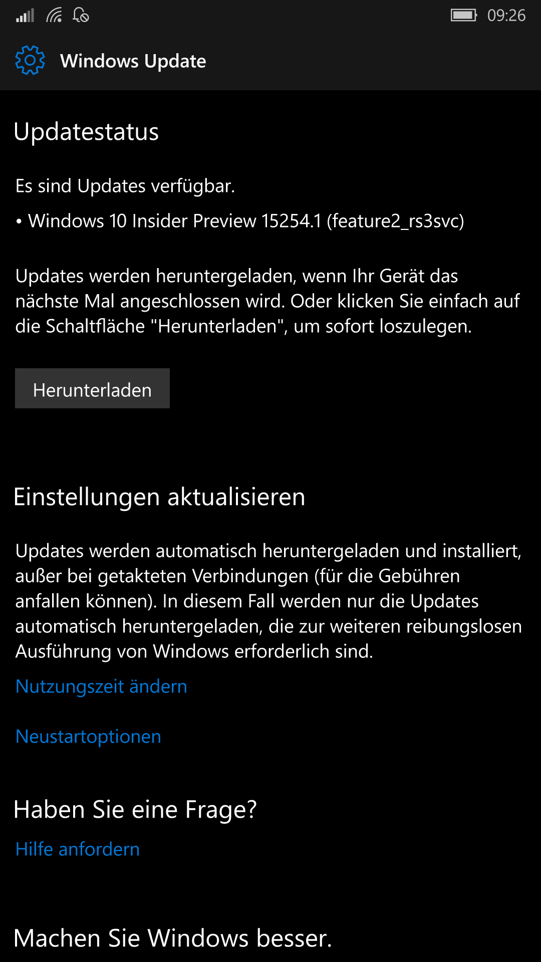 Windows 10 Mobile Insider Build 15254.1 im Fast und Slow ring verfügbar